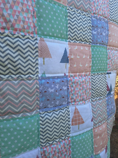 שמיכת טלאים לתינוק- ברווזים