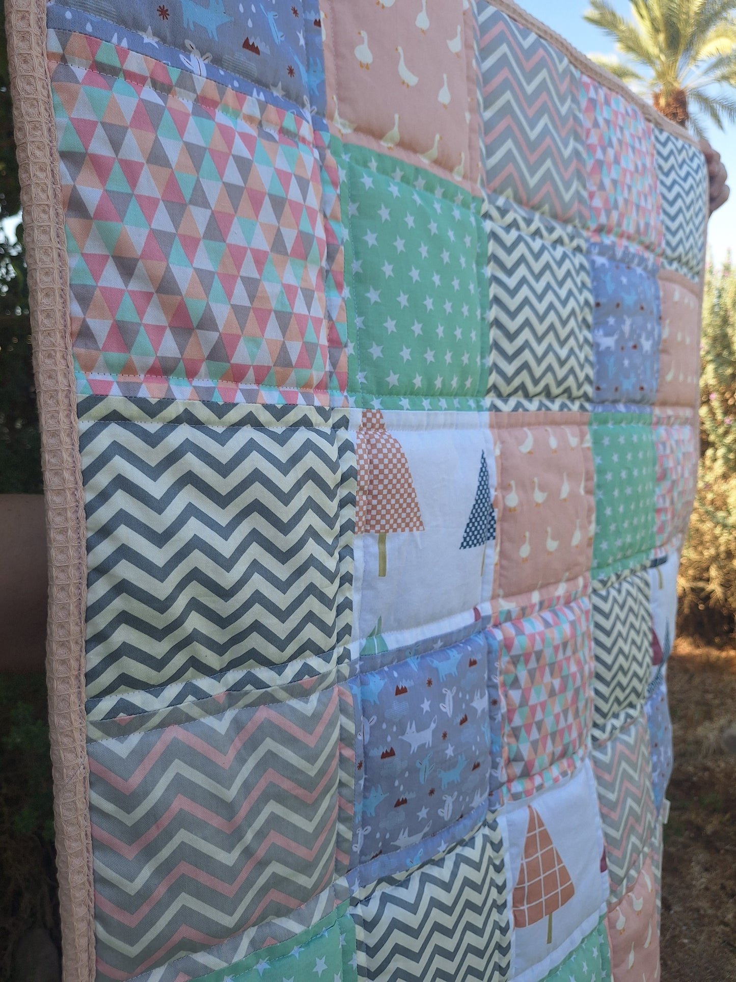 שמיכת טלאים לתינוק- ברווזים